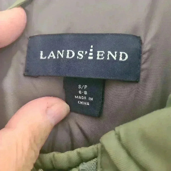 Lands End Goosedown green parka, coat, jacket, Size 6-8 S/P - Picture 8 of 13